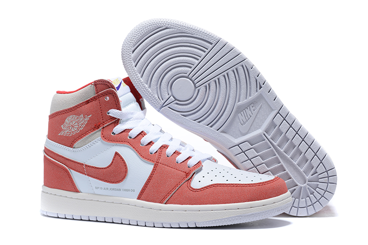 New Air Jordan 1 GS White Reddish Orange Shoes - Click Image to Close